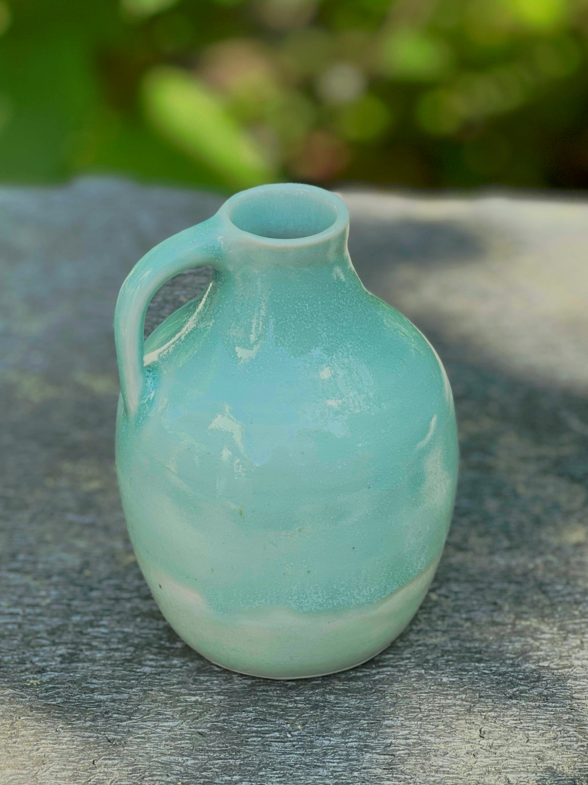 Little Porcelain Oil Jar Bud Vase, Sea Green, with Za'atar
