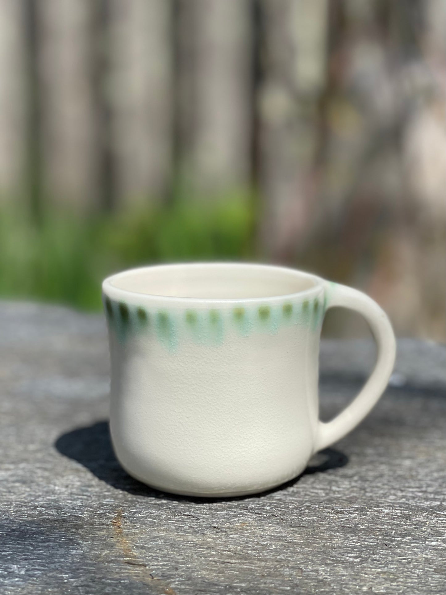 Small Porcelain Coffee Cup (4.5 oz), Dots, with Arabic Coffee