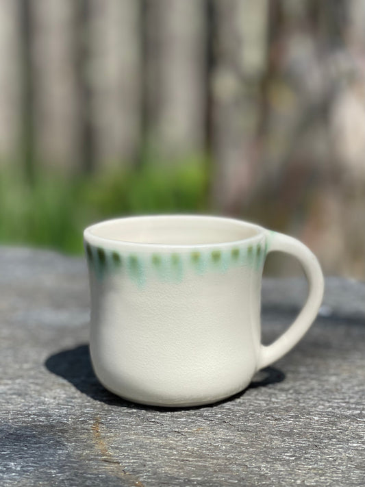 Small Porcelain Coffee Cup (4.5 oz), Dots, with Arabic Coffee