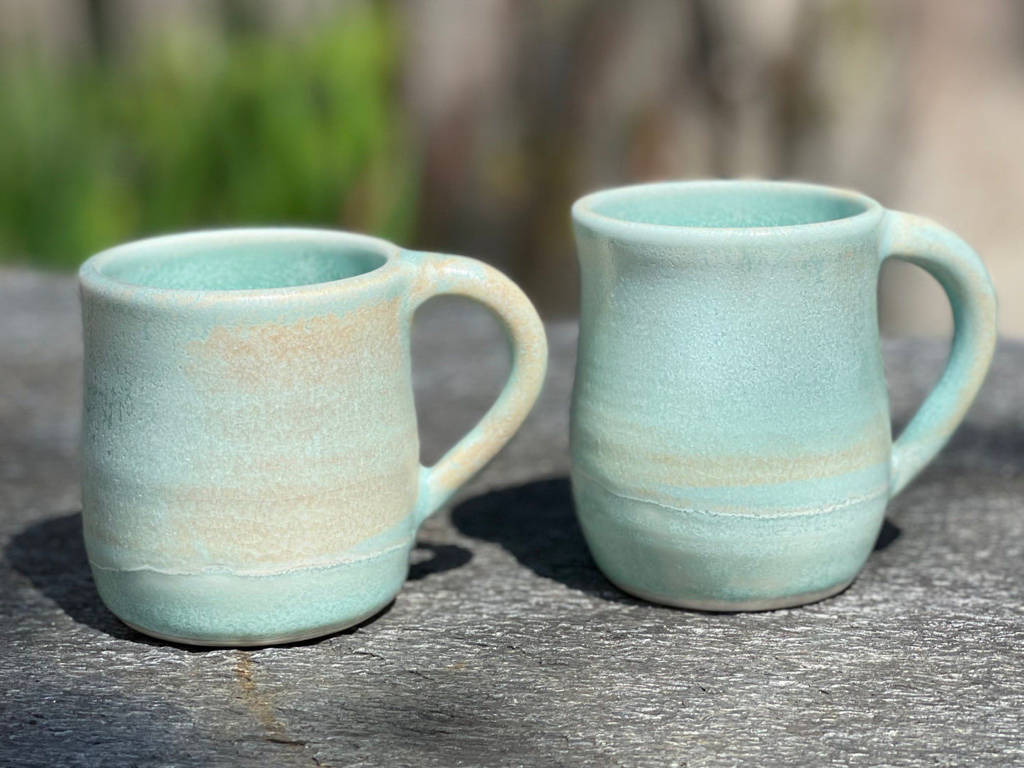 Pair of Tiny (4 oz) Coffee Cups in Matte Green, with Arabic Coffee