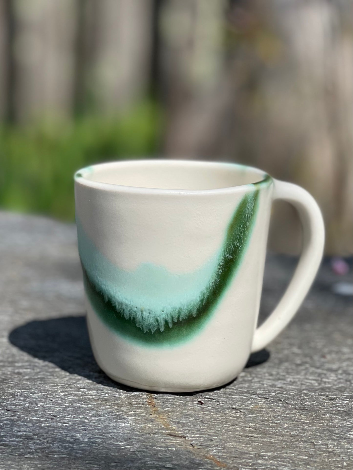 Small Porcelain Coffee Cup (5 oz), Two Rivers Pattern, with Arabic Coffee
