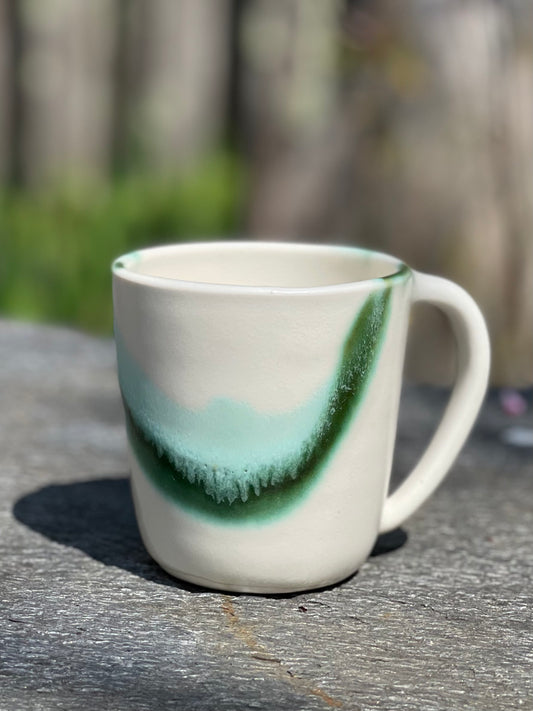 Small Porcelain Coffee Cup (5 oz), Two Rivers Pattern, with Arabic Coffee
