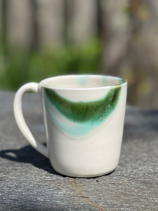 Small Porcelain Coffee Cup (4.5 oz), Two Rivers Pattern, with Arabic Coffee