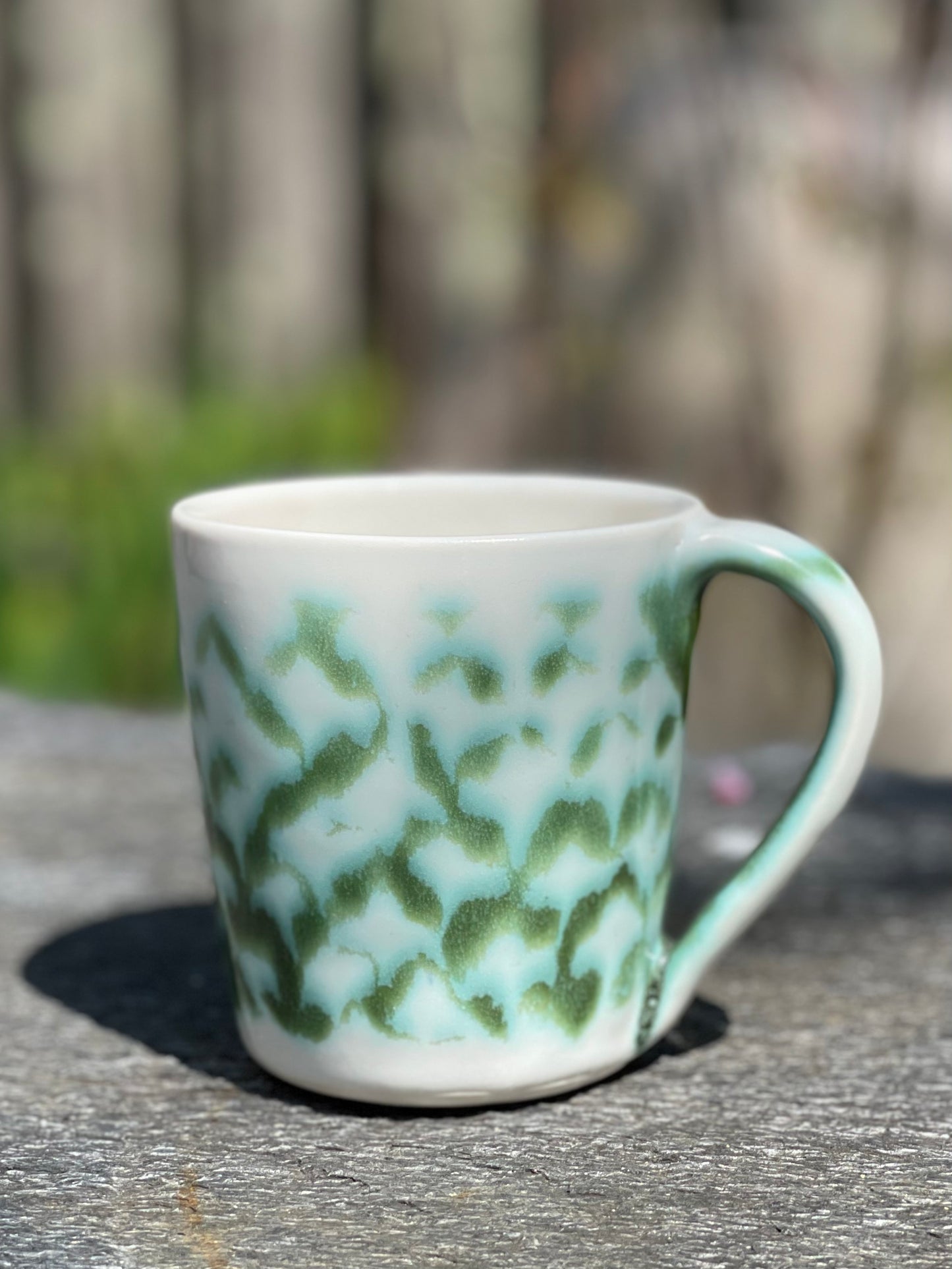 Porcelain Teacup (8 oz), Diamonds Pattern, with Flower Tea
