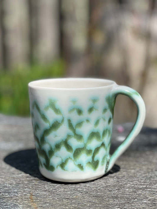 Porcelain Teacup (8 oz), Diamonds Pattern, with Flower Tea
