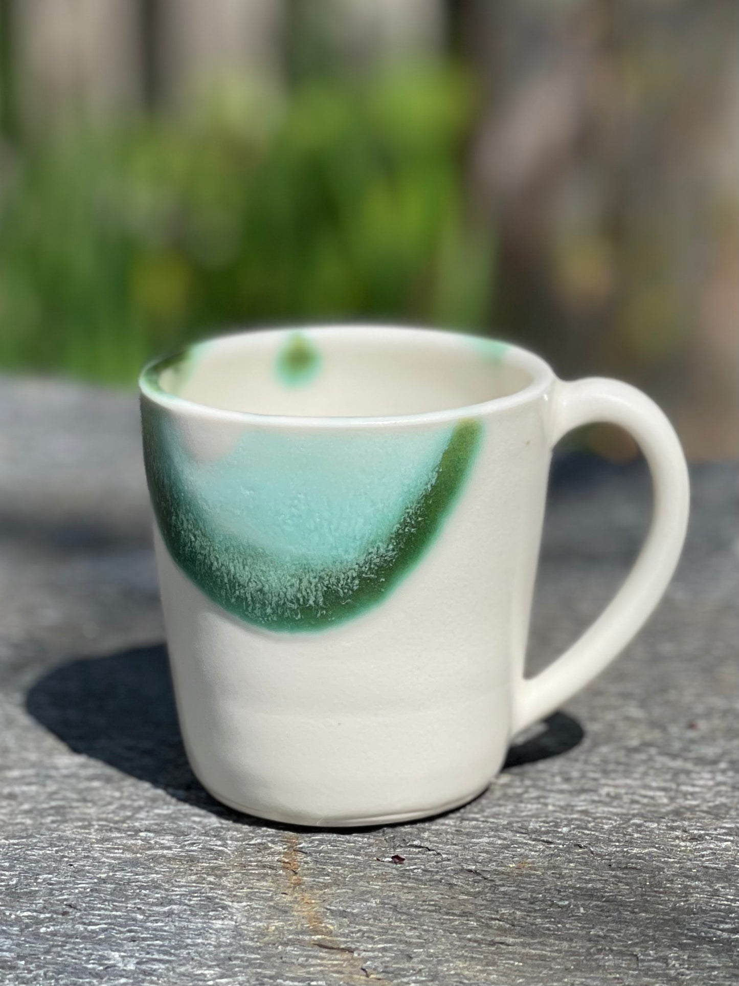 Small Porcelain Coffee Cup (4.5 oz), Two Rivers Pattern, with Arabic Coffee