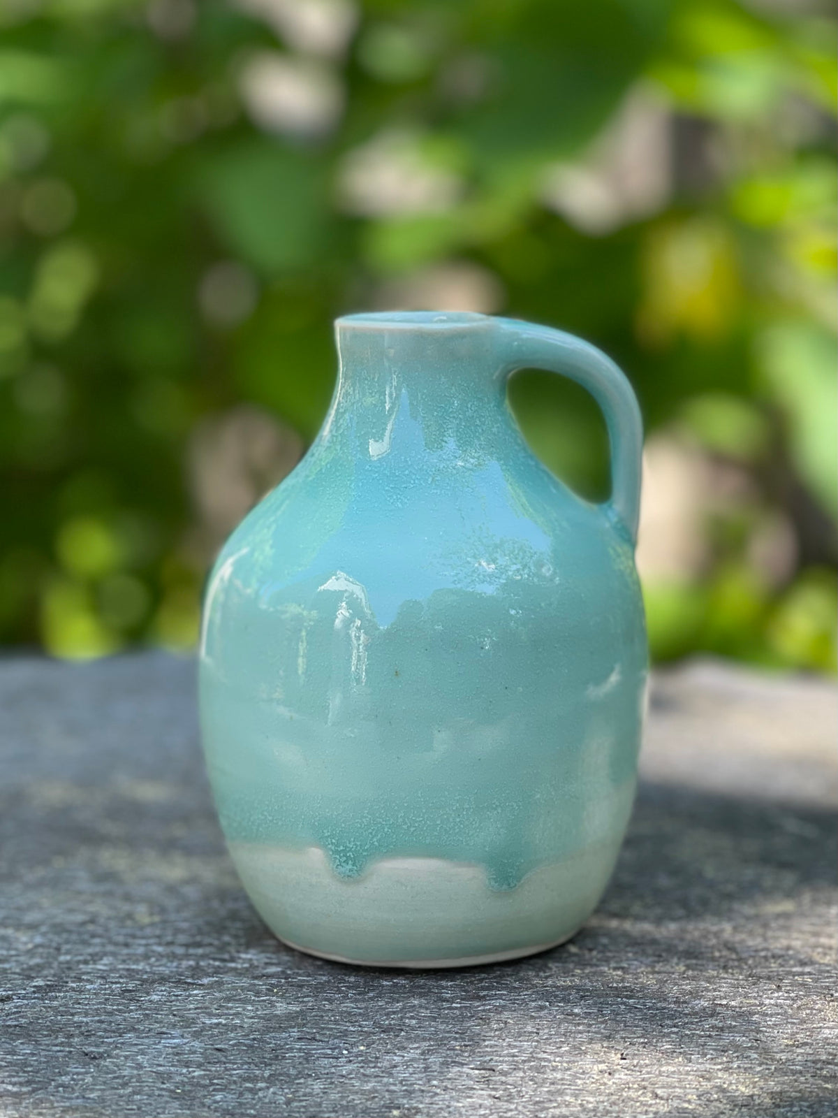 Little Porcelain Oil Jar Bud Vase, Sea Green, with Za'atar