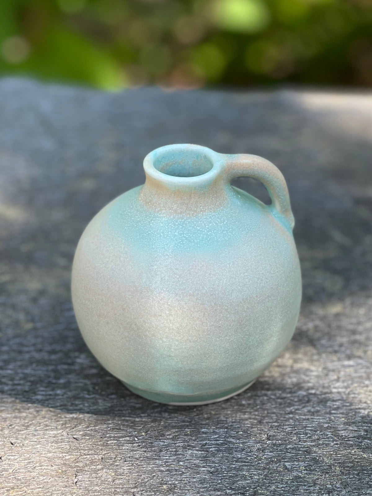 Little Porcelain Oil Jar Bud Vase, Matte Green, with Za'atar