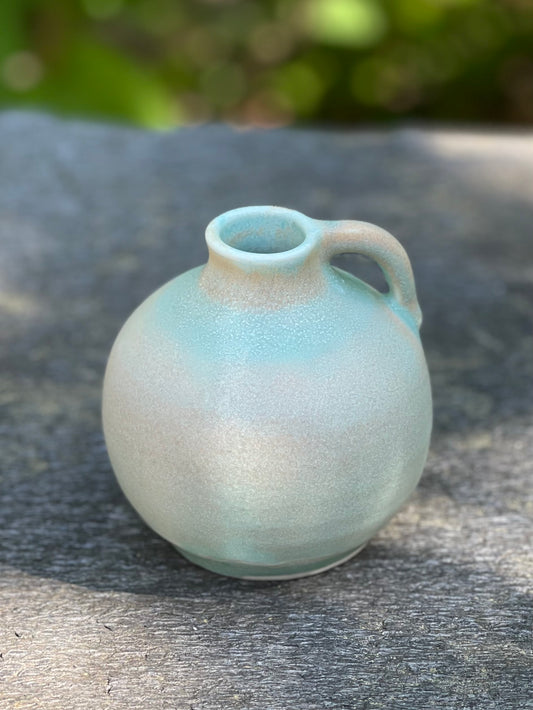 Little Porcelain Oil Jar Bud Vase, Matte Green, with Za'atar