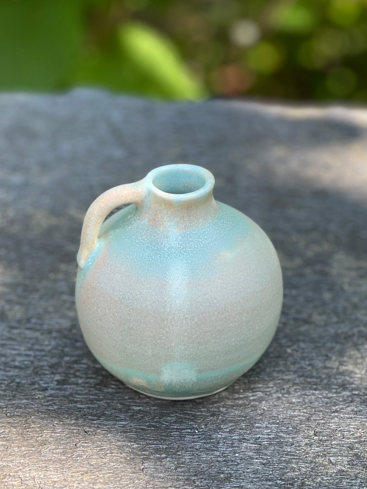 Little Porcelain Oil Jar Bud Vase, Matte Green, with Za'atar